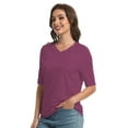 thumbnail image 5 of Casual V Neck T-Shirts for Women, Trendy Half Sleeve Elbow Length Tops, 5 of 6