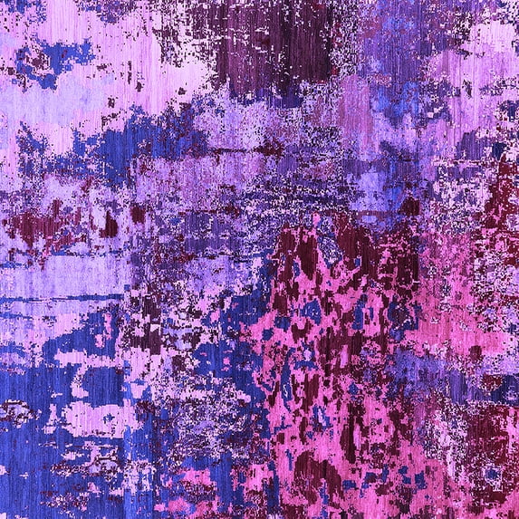 Ahgly Company Indoor Square Oriental Purple Industrial Area Rugs, 8' Square