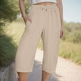 thumbnail image 2 of TTUHYWXI Womens Capris with Pockets Loose Fit Casual Capri Pants Dressy Lightweight Ladies Baggy Cargo Pants for Hiking (Khaki, L), 2 of 8