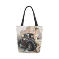 thumbnail image 2 of ASHLEIGH Lady Girl Retro Car Canvas Tote Bag Shoulder Handbag Grocery Bag for School Shopping Travel, 2 of 4