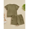 thumbnail image 4 of Suealasg Toddler Baby Boy 2Pcs Outfit Short Sleeve Front Pocket Tops + Elastic Waist Cargo Shorts Sets Newborn Boy Summer Clothes, 4 of 9