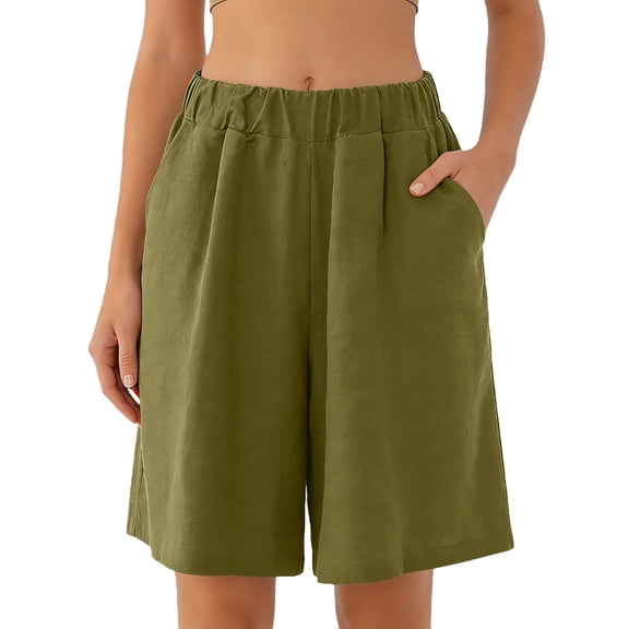 Certgust Hot Sales Running Shorts for Women Shorts for Women High Waisted Wide Leg with Pocket Oversized Loose Fit Womens Shorts