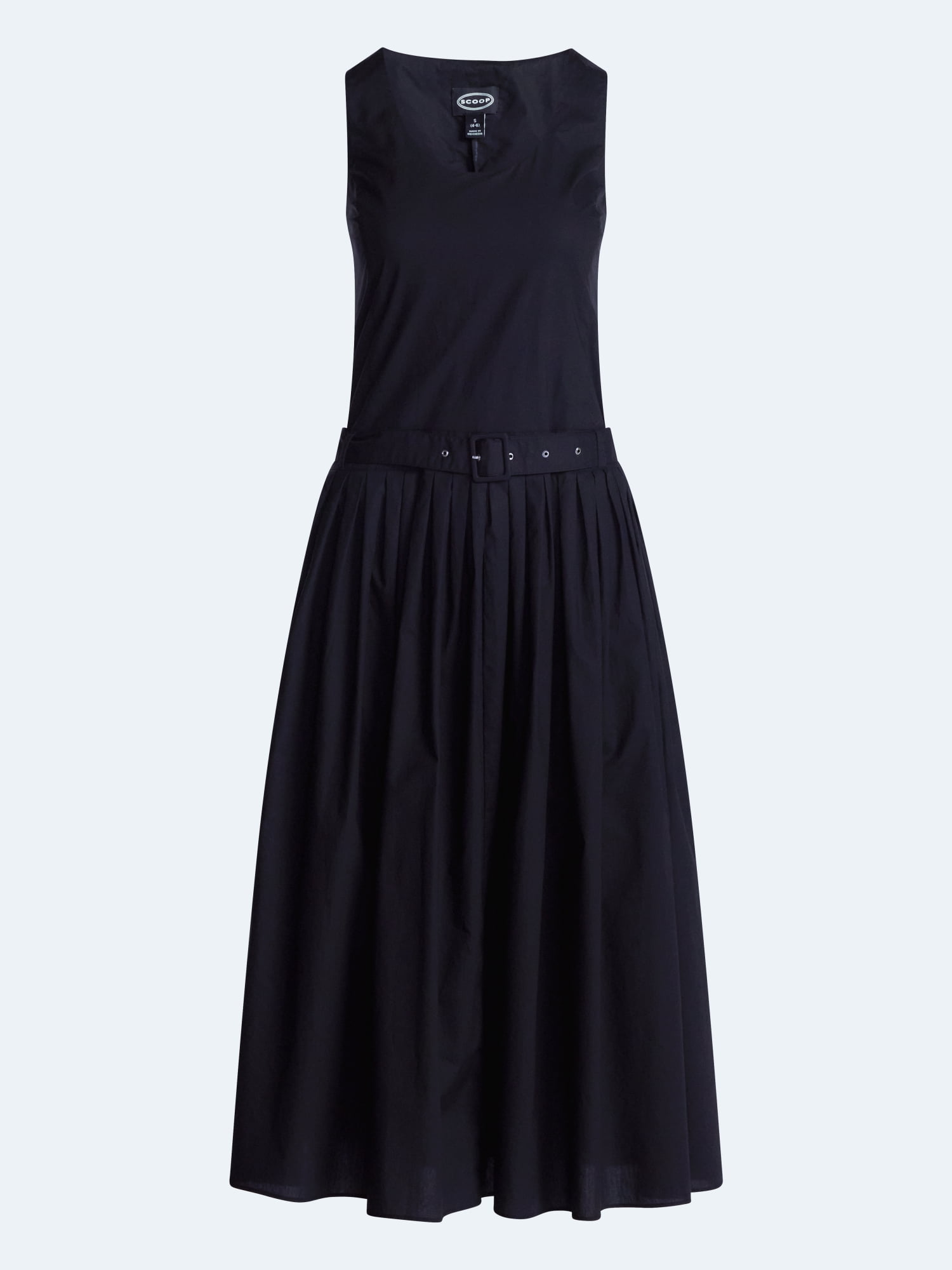 Scoop Women’s Belted Pleated Cotton Maxi Dress, Sizes XS-XXL