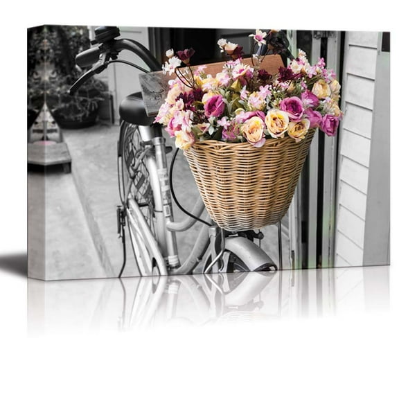 wall26 - Canvas Prints Wall Art - Vintage Bicycle on Vintage Wooden House Wall | Modern Wall Decor/Home Decoration Stretched Gallery Canvas Wrap Giclee Print. Ready to Hang - 24" x 36"