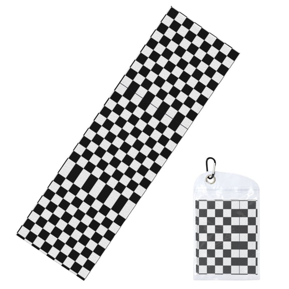 White And Black Checkered Pattern Cooling Towel Soft Breathable Ice Towel For Gym Yoga Workout Sport Camping Cruise (39.4"X11.8")