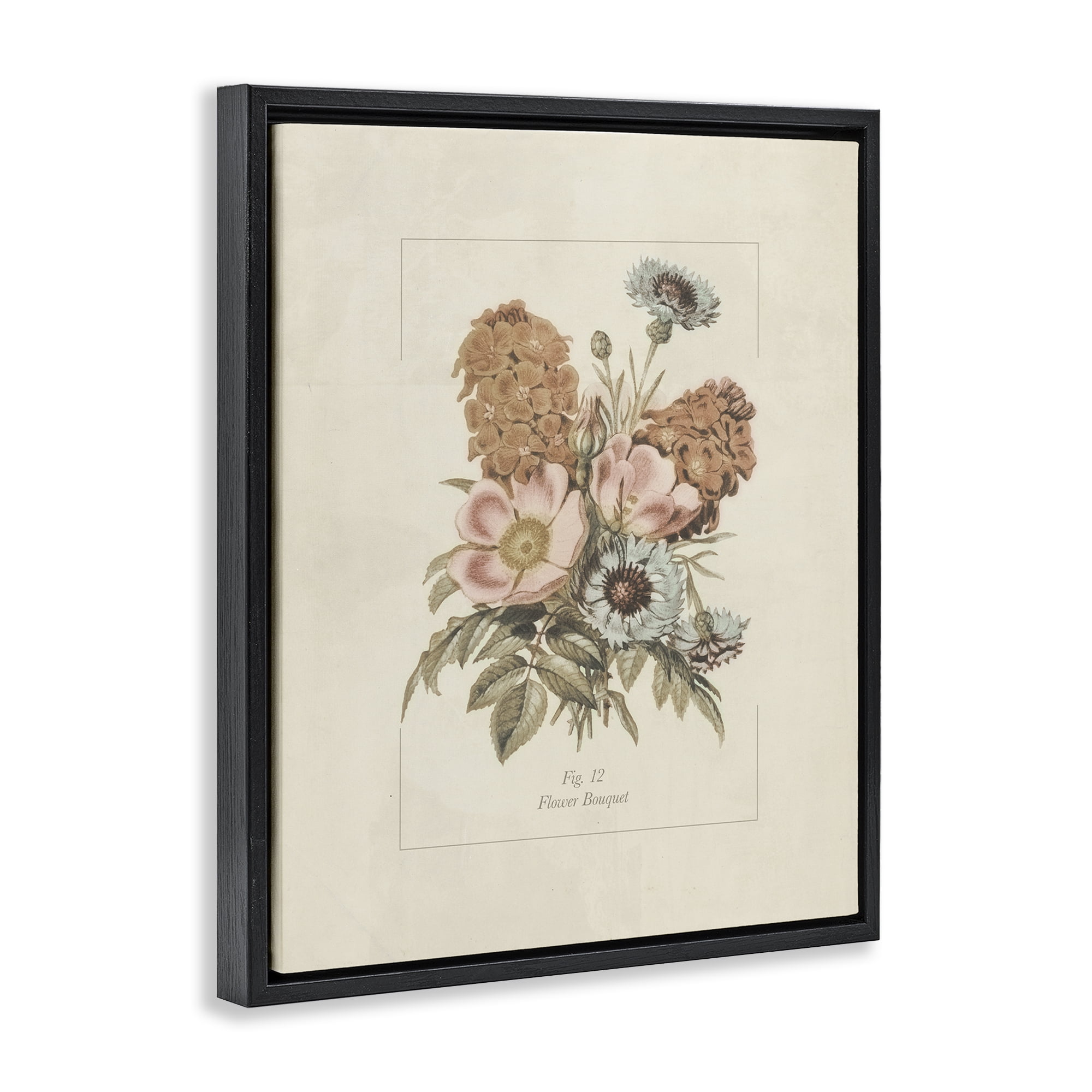 Stupell Industries Flower Bouquet Vintage Blossoms Black Framed Floater Canvas Wall Art, design by Dan Meneely