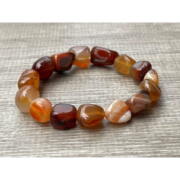 Carnelian Crystal Nugget Bracelet, Wholesale Genuine Carnelian Tumbled Gemstone Bracelet, Gift for Men & Women (1)