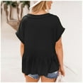 thumbnail image 6 of Babysbule Womens Summer Top Women's Fashion V Neck Tops Casual Ruffle Short Sleeve Pullover Solid Blouse, 6 of 9