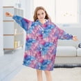 thumbnail image 5 of FORMRS Wearable Blanket Hoodie with Sleeves for Kids Cozy Flannel Sweatshirt, Watercolor Blue Marble Pattern, 5 of 7