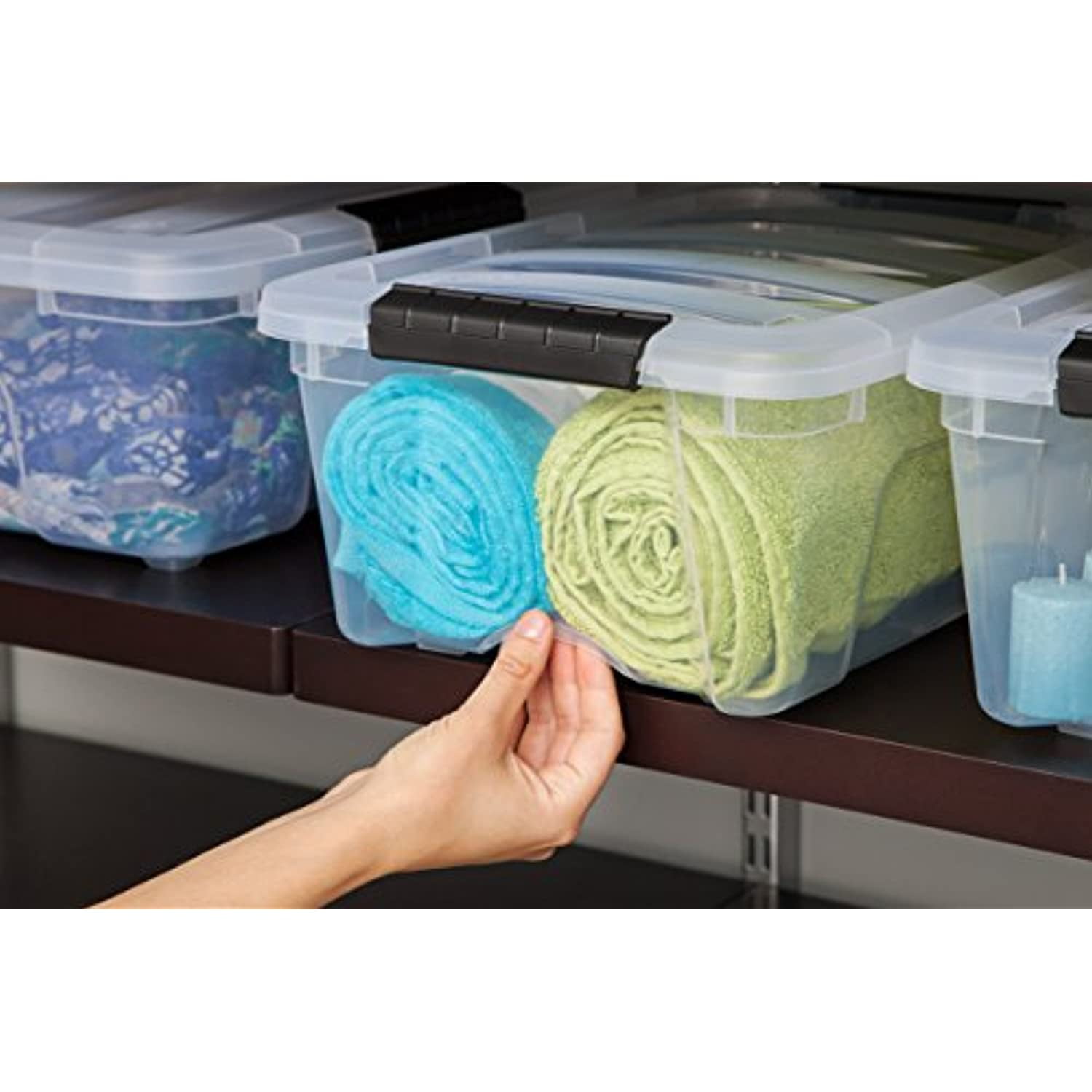 Iris Buckle Up Storage Box, 12.9 Quart, Clear, 4 ct