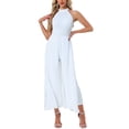 thumbnail image 2 of INSPIRAR CHIC Mono Elegante de Mujer con Cuello Halter Sin Mangas Mono Formal de Pierna Ancha XL Blanco, 2 of 6