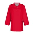 thumbnail image 4 of KDDYLITQ Women'S Polo Shirts 3/4 Sleeve Loose Wicking Summer Shirts Breathable Collared Vintage Tees Red 2XL, 4 of 4