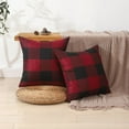 thumbnail image 5 of Red and Black Buffalo Check Christmas Throw Pillow Covers 20x20 Set of 2 Christmas Farmhouse Decor Pillows 20 x 20 for Porch Swing and Couch Sofa (No Pillow Inserts), 5 of 6