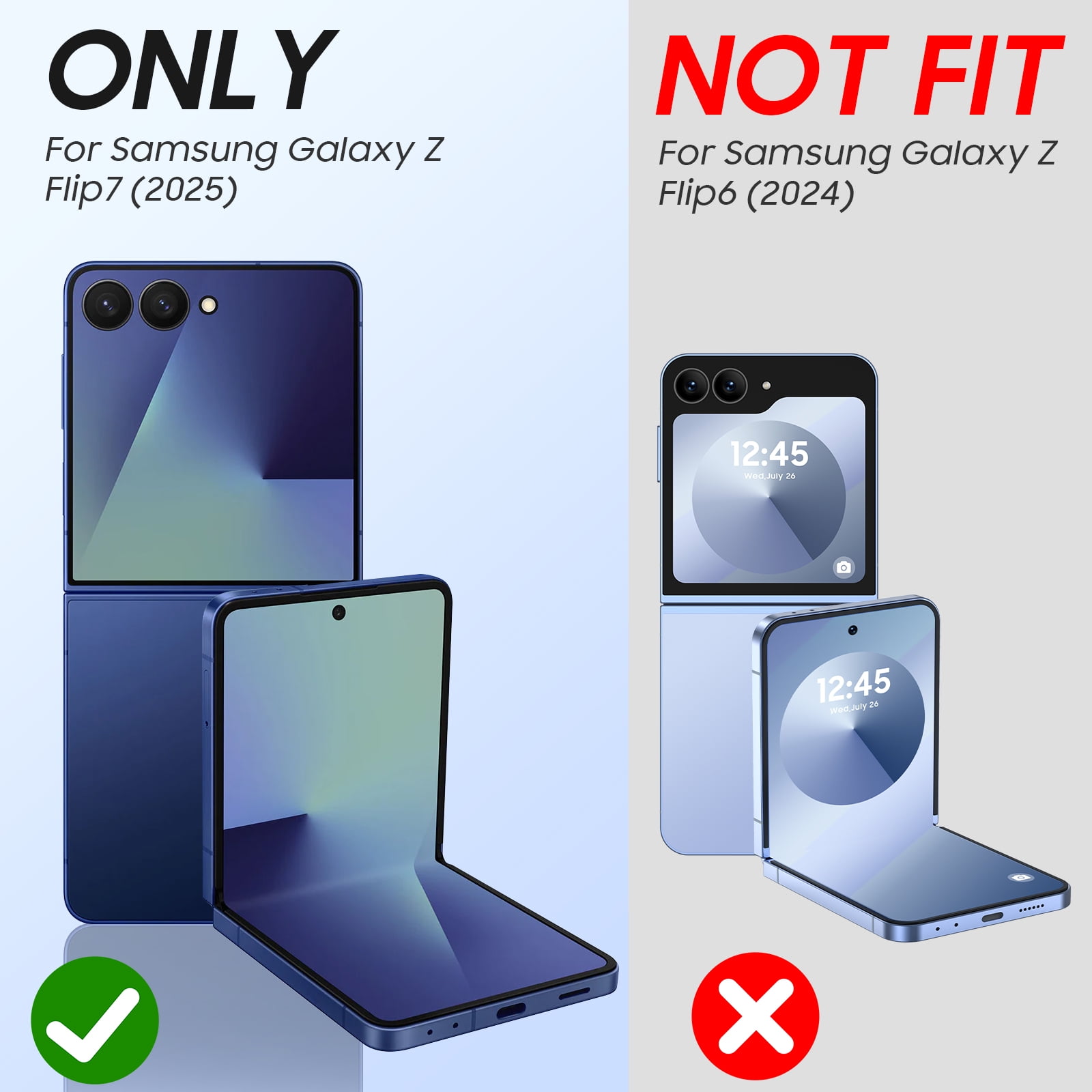 Vizvera for Samsung Galaxy Z Flip 7 Case with Hinge Cover,Built-in Screen Protector Shockproof All-Inclusive Smartphone Cover Wireless Charging-Blue