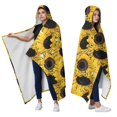 thumbnail image 2 of Wearable Blanket,Yellow Sunflower Pattern Hooded Wearable Sherpa Blanket for Adults & Teens,Winter Poncho Shawl Wrap Cape Thick Warm,50"x60", 2 of 5