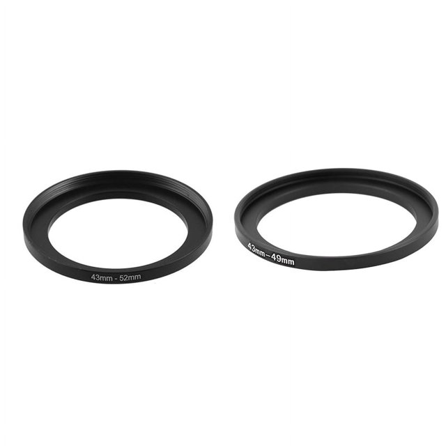 2 adaptadores de anillo de filtro de metal para reparación de cámaras de 43 mm a 52 mm/43 mm a 49 mm