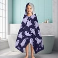 thumbnail image 6 of Dark Purple Halloween Ghosts with Boo Hooded Bath Towel，60"x35" for Ages 3 To 12 Kids, Quick Dry Lightweight Soft Microfiber Hood Beach Towel Cover Up for Kids, 6 of 7