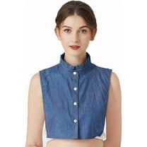Women’s Detachable Half Shirt Blouse Collar Dickey Collar Fake Collar False Collar Blue Denim