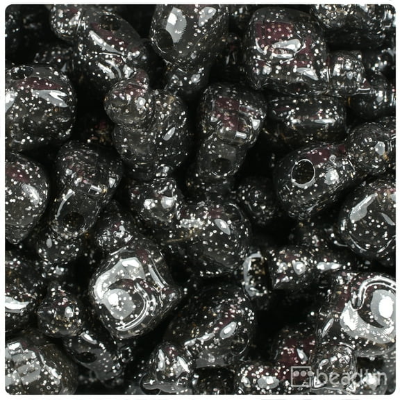 BeadTin Jet Sparkle 23mm Cat Pony Beads (24pcs)