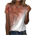 thumbnail image 1 of Hauts Tuniques pour Femmes Coupe Ample Chic Col Rond Manches Courtes Pli Régulier Blouse Imprimée T-shirt Hauts d'Été pour Femmes, 1 of 4