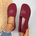 thumbnail image 5 of Gpaecead Women's Embroidered Knit Flat Loafers Slip On Cushioned Lightweight Non Slip Shoes For Commute And Comfort, Red, 5 of 5