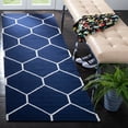 thumbnail image 3 of SAFAVIEH Dhurrie Solomon Geometric Moroccan Wool Runner Rug, Navy/Ivory, 2'6" x 8', 3 of 5