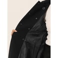 thumbnail image 5 of Unique Bargains Women's Single Breasted Button Velvet Contrast Collar Pea Coat S Black, 5 of 5