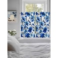thumbnail image 3 of Blue Flowers Bathroom Window Curtain, Spring Watercolor Leaves Floral Plants Light Filtering Coffee Kitchen Curtains, Bedroom Living Room Curtains 2 Panel 84"x45", 3 of 6