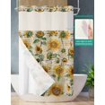 thumbnail image 2 of No Hook Shower Curtain with Snap in Liner, Summer Vintage Sunflowers Old Newspaper Texture Hotel Shower Curtains for Bathroom, Washable Shower Curtain Liner Set with Mesh Top Window, 36"x78", 2 of 6