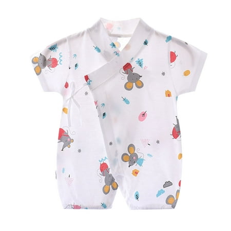 

Baby Girls Boys Cotton Summer Cartoon Short Sleeve Printed Romper Jumpsuit Clothes
