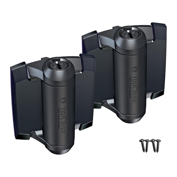 D&D Technologies TCA1S3BTS TruClose Bisagras de puerta de servicio regular para puertas de metal con cierre automático de hasta 66 libras, patas sin alineación, negro brillante, 2 unidades