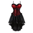 thumbnail image 1 of Grebrafan Bustiers Corsets à Pois avec Jupe Steampunk Femme TP Rouge, 1 of 5