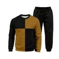 thumbnail image 3 of Babcutegg Mens Outfit 2-Piece Color Block Crewneck Sweatshirt and Jogger Pants Casual Active Set Yellow Size L, 3 of 4