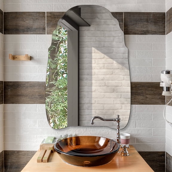 24x36 Frameless Scalloped Shaped Wall Mirror