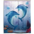 thumbnail image 2 of Lovable Dolphin Family Bath Shower Curtain Liners 60x72in, 100% Polyester Waterproof Bath Curtain with C-Shaped Hooks for Bathroom Decoration 1 Panel, 2 of 5