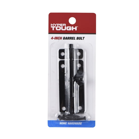 Hyper Tough 4 inch Black Steel Barrel Bolt, Mounting Hardware Included