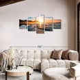 thumbnail image 2 of Elephant Stock Sunset Beach Waves Wall Art - Horizontal Multi Panel Canvas - Living Room Wall Decor - Beach Multi Panel - Teal And Orange Decor - 74" x 34", 2 of 8
