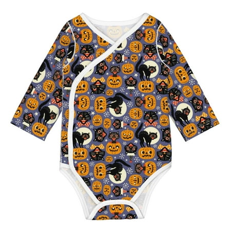 

Matuu Spooky Cats And Halloween Pumpkins for Baby Long-Sleeve Bodysuit Soft Cotton Comfortable and Breathable Perfect for Newborns and Infants
