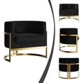 thumbnail image 6 of Velvet Accent Chair Gold Modern Barrel Chair Upholstered Arm Chairs for Bedroom Living Room Sofa Chair Club Chairs Black, 6 of 8