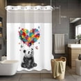 thumbnail image 5 of No Hook Shower Curtains with Snap-in Liner Set, Cute Panda Waterproof Hotel Style Bathroom Shower Curtain, Modern Abstract Oil Painting Love Heart Breathable Mesh Top Window Bath Curtains 60''x72'', 5 of 9