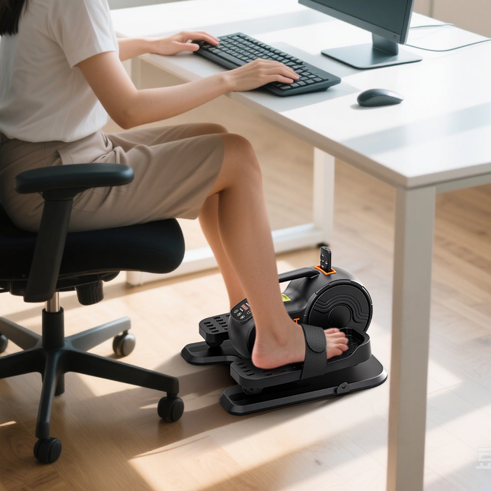 Under Desk Elliptical Machine, 10 Adjustable Leg Exerciser Quiet & Portable whit Remote Dprodo Electric Ellipse