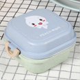 thumbnail image 4 of 1Pc Wheat Straw Fiber Kids Lunch Box Double Layer Mini Food Container #Blue Lid, 4 of 4