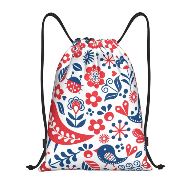 Fotbe Birds Flowers Bolsa Mochila con Cordón Estampada, Bolsa de Gimnasio Deportiva, Bolsa Cinch, Bolsa con Cordón para Hombres y Mujeres-Small