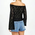 thumbnail image 4 of Tops de punto para mujer,Blusa de encaje de un solo hombro para mujer, blusa lisa de manga larga, camisa de poliéster, ropa informal de uso diario, sopatenor, 4 of 7