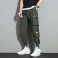 thumbnail image 3 of Pantalones de hombre Harem Hip Hop Multibolsillos Verano Multibolsillos Empalme Pantalones Cargo para Hombre Spandex Ropa Vintage Nailon Largo Emo, 3 of 5