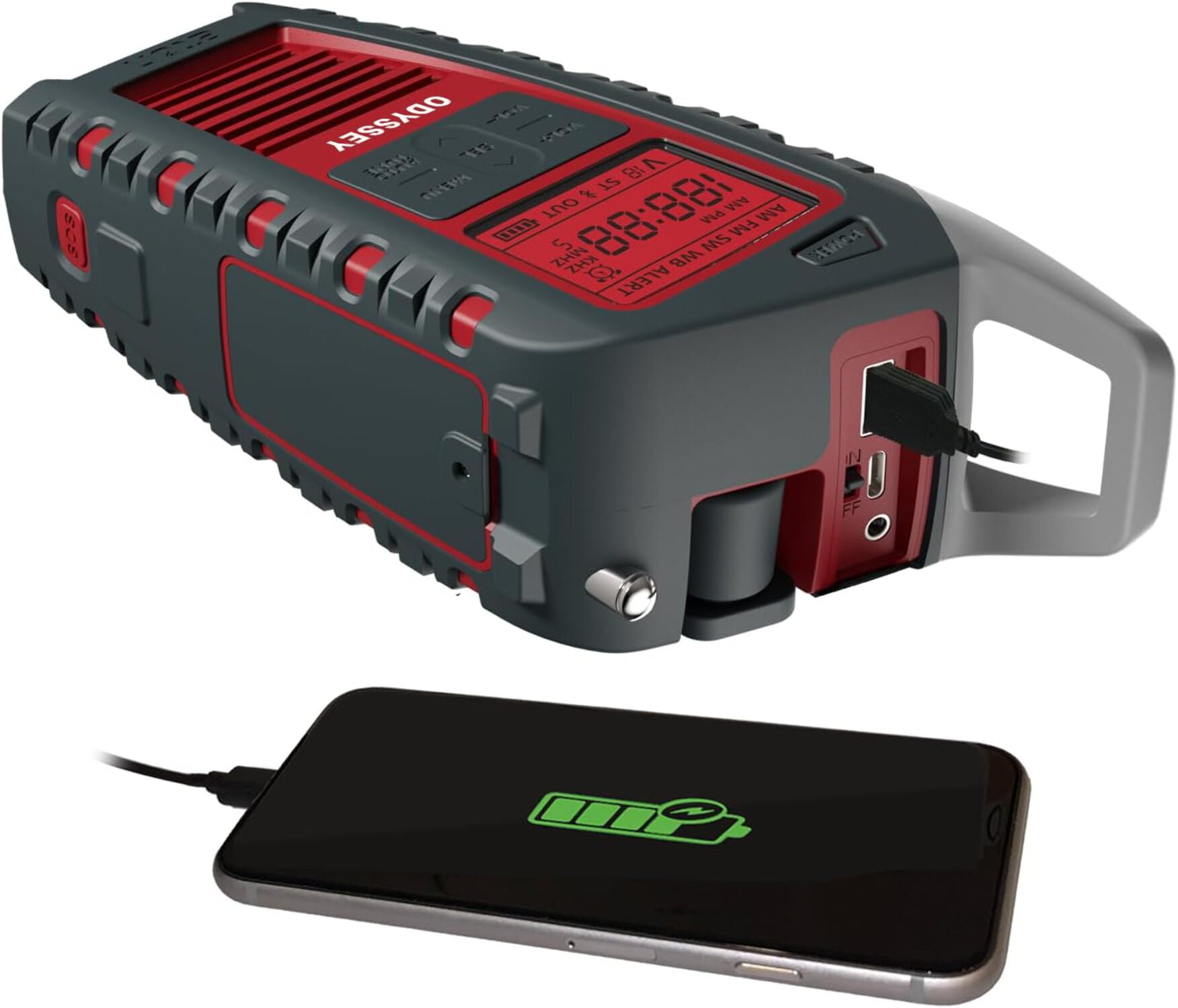 Eton Odyssey Bluetooth Solar Flashlight Portable Weather Radio, Red
