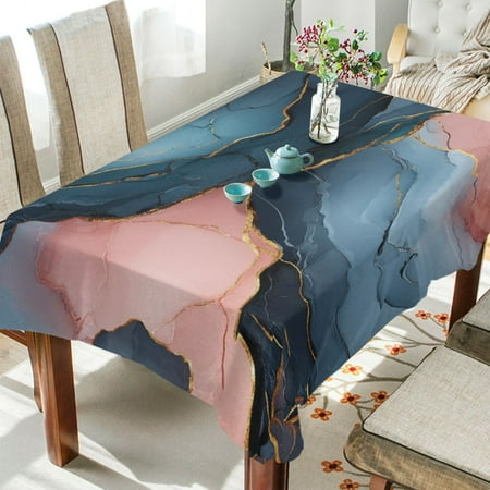 

WOBOGO Gilt Pink Marbles Square Tablecloth 54×72in Polyester Fabric Tablecloth Washable Dust Resistant Wrinkle Resistant