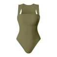 thumbnail image 3 of Women Bodysuits Sexy Ribbed Square Neck Sleeveless Tank Tops, 3 of 3