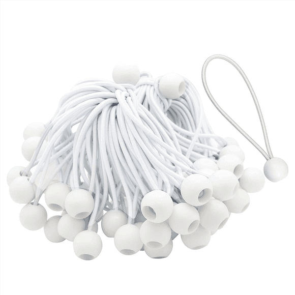 250 Pcs Bungee Cord with Balls Elastic Ties Bungee Toggles Ties for Marquees,Tents Banners,Flag Poles,Tarp (White)