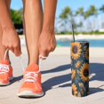 thumbnail image 2 of 20oz Blue Sunflower Golden Leaf Pattern Skinny Tumblers Stainless Steel Tumbler with Lid and Straw,Vacuum Insulated Double Wall Travel Tumbler Cups with Cleaning Brush for Coffee,Tea, 2 of 6